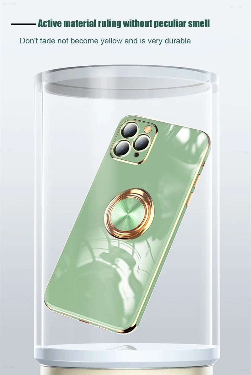 Luxury Magnetic Plating Silicone Case for iPhone - (SF1001B)