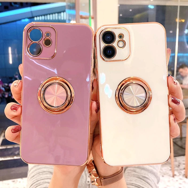 Luxury Magnetic Plating Silicone Case for iPhone - (SF1001B)