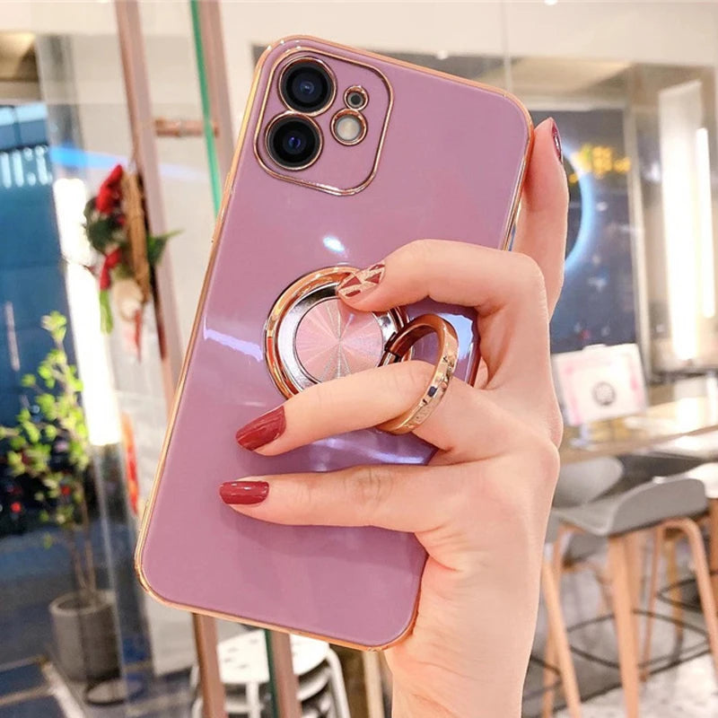 Luxury Magnetic Plating Silicone Case for iPhone - (SF1001B)