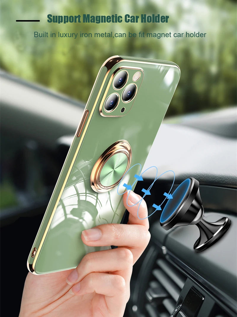 Luxury Magnetic Plating Silicone Case for iPhone - (SF1001B)