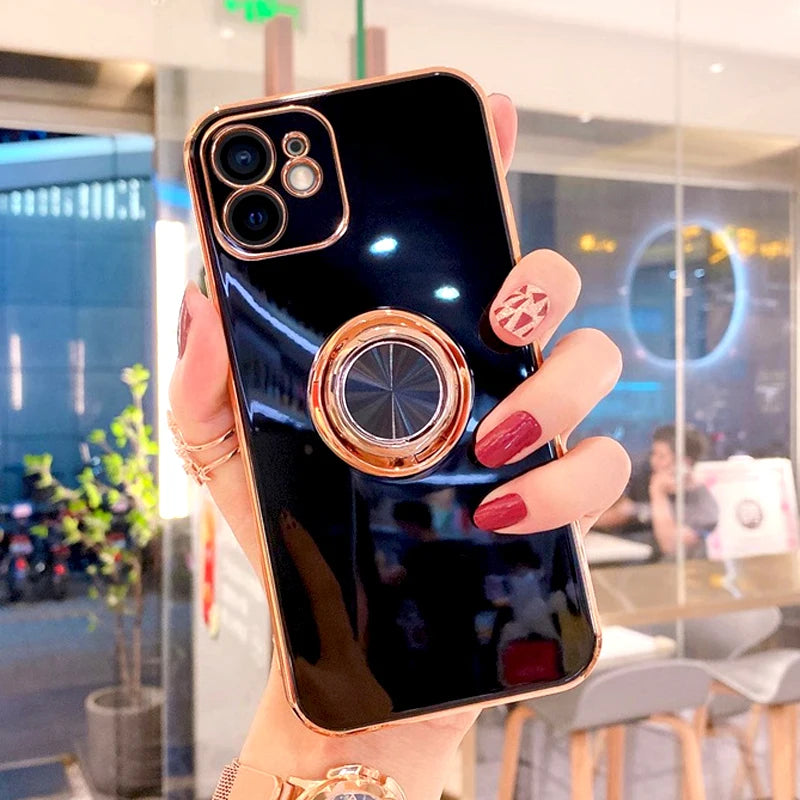 Luxury Magnetic Plating Silicone Case for iPhone - (SF1001B)
