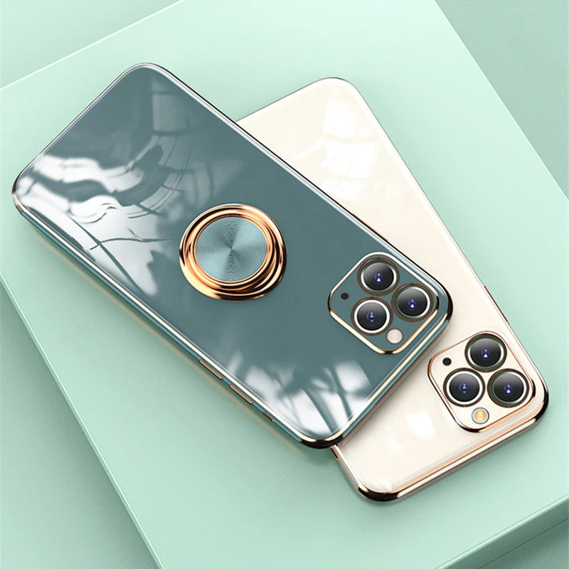 Luxury Magnetic Plating Silicone Case for iPhone - (SF1001B)