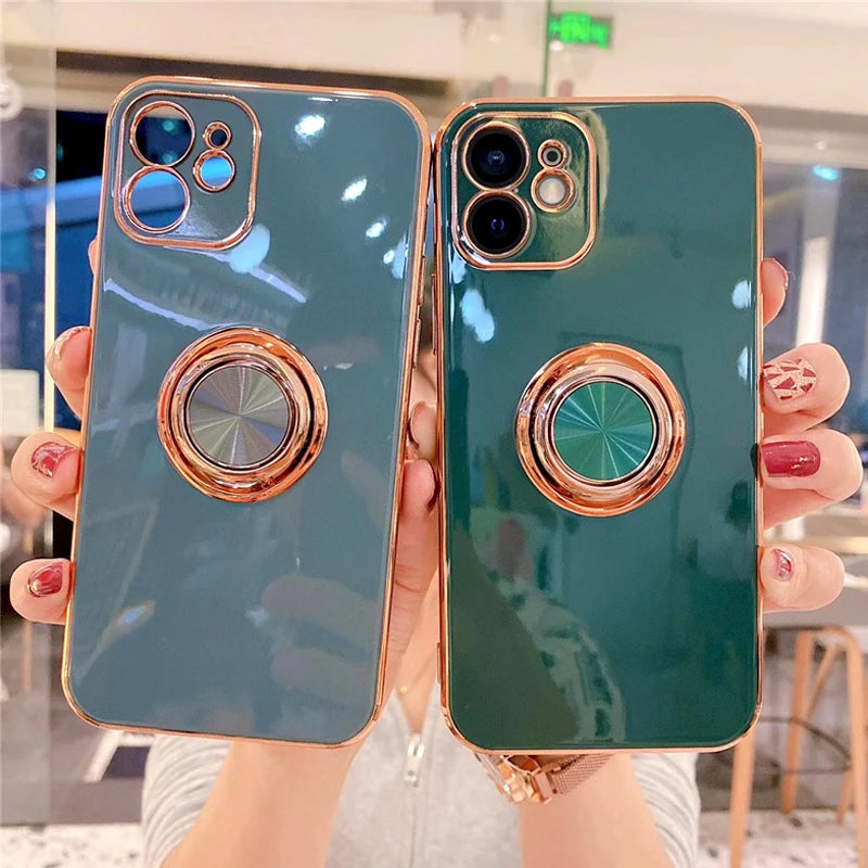 Luxury Magnetic Plating Silicone Case for iPhone - (SF1001B)