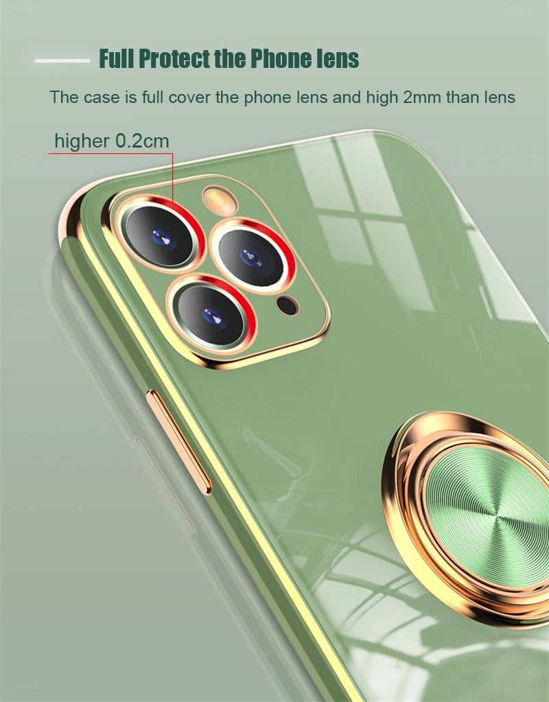 Luxury Magnetic Plating Silicone Case for iPhone - (SF1001B)