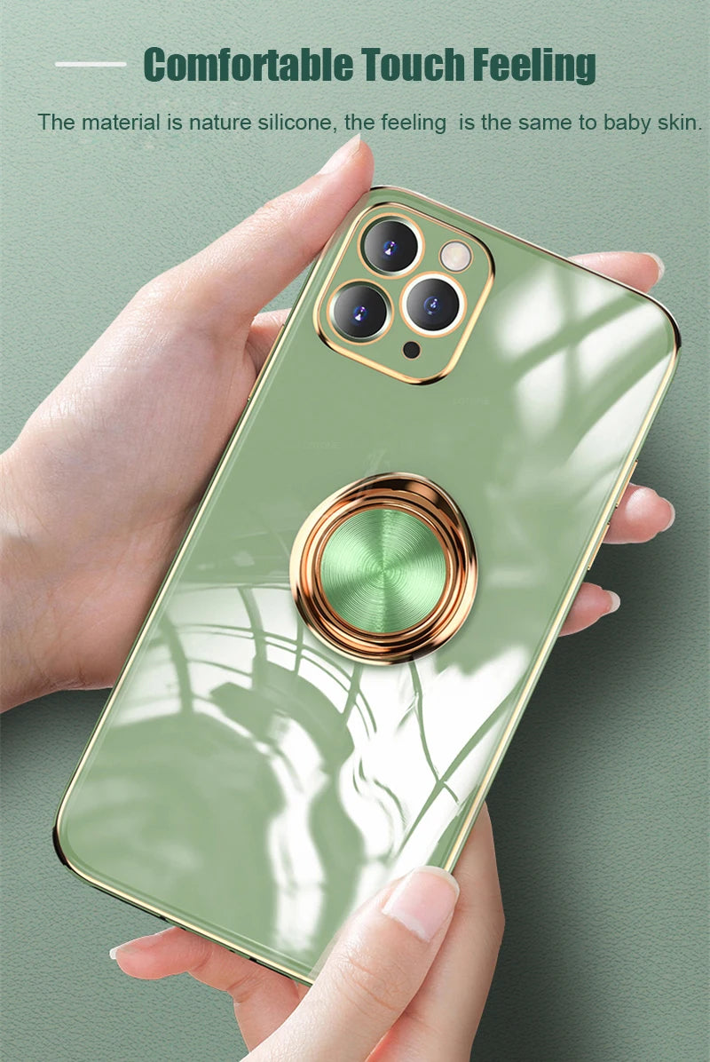 Luxury Magnetic Plating Silicone Case for iPhone - (SF1001B)