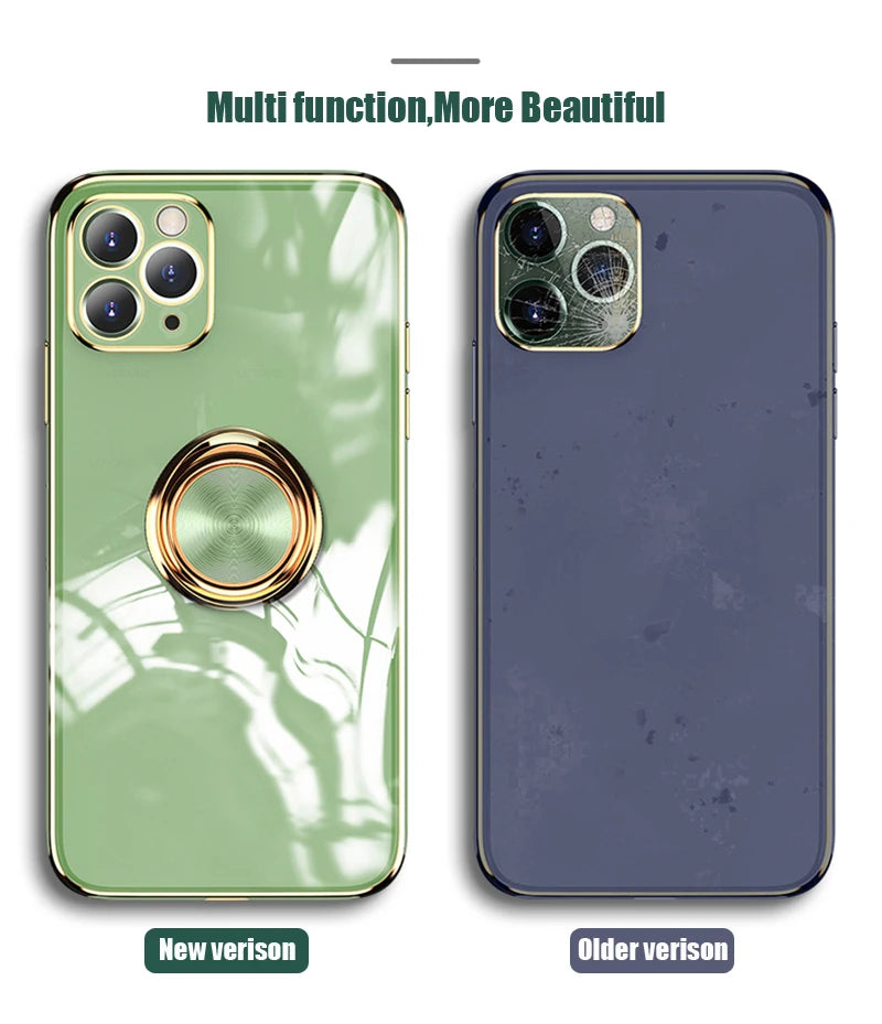 Luxury Magnetic Plating Silicone Case for iPhone - (SF1001B)