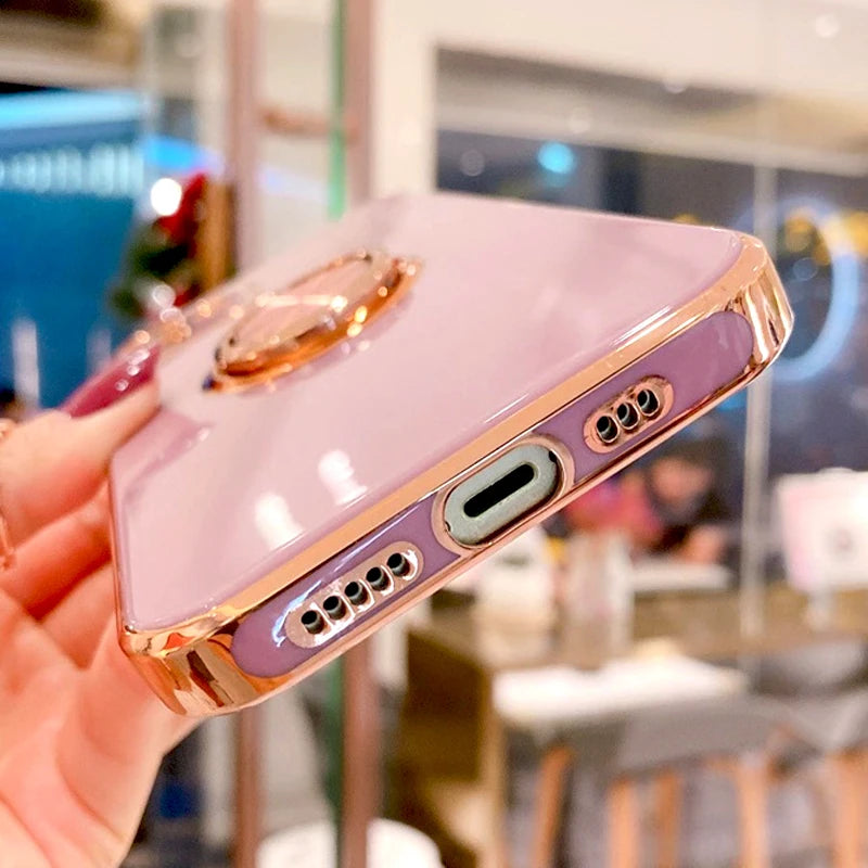Luxury Magnetic Plating Silicone Case for iPhone - (SF1001B)