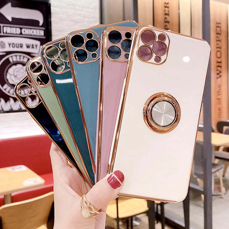 Luxury Magnetic Plating Silicone Case for iPhone - (SF1001B)