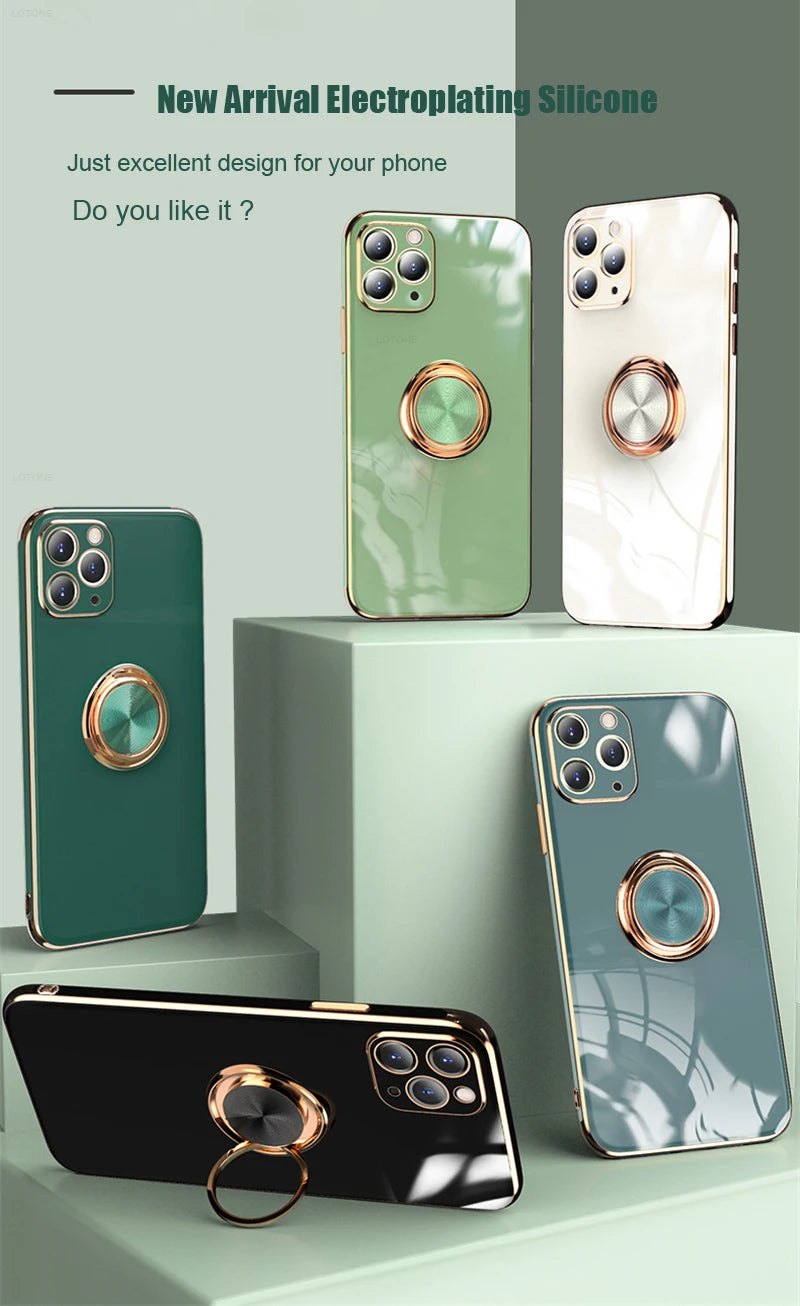 Luxury Magnetic Plating Silicone Case for iPhone - (SF1001B)