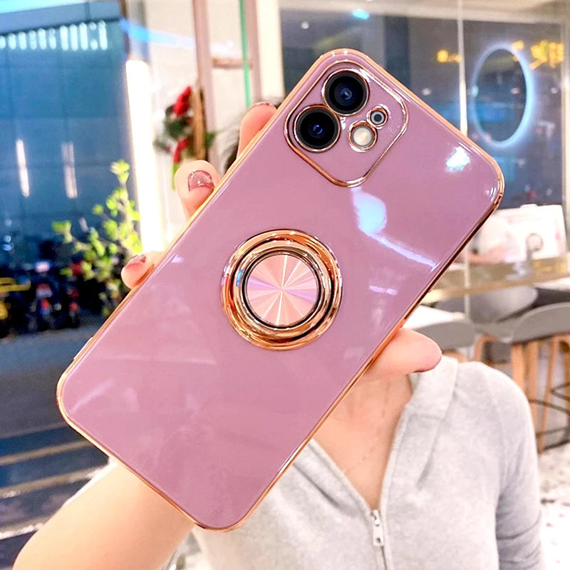 Luxury Magnetic Plating Silicone Case for iPhone - (SF1001B)