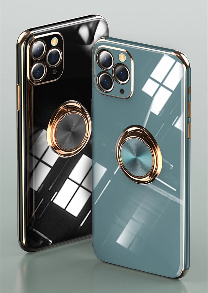 Luxury Magnetic Plating Silicone Case for iPhone - (SF1001B)