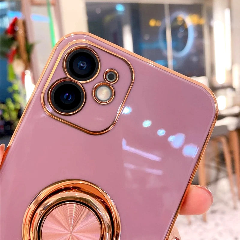 Luxury Magnetic Plating Silicone Case for iPhone - (SF1001B)