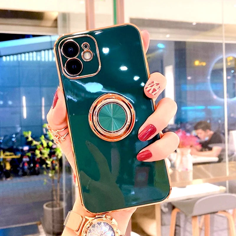 Luxury Magnetic Plating Silicone Case for iPhone - (SF1001B)