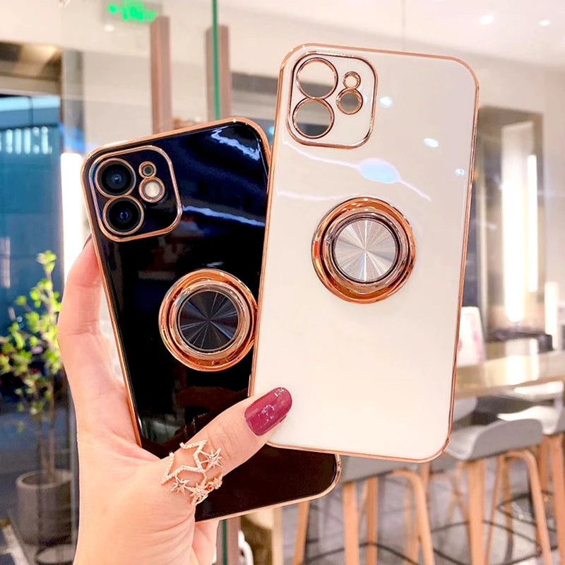 Luxury Magnetic Plating Silicone Case for iPhone - (SF1001B)
