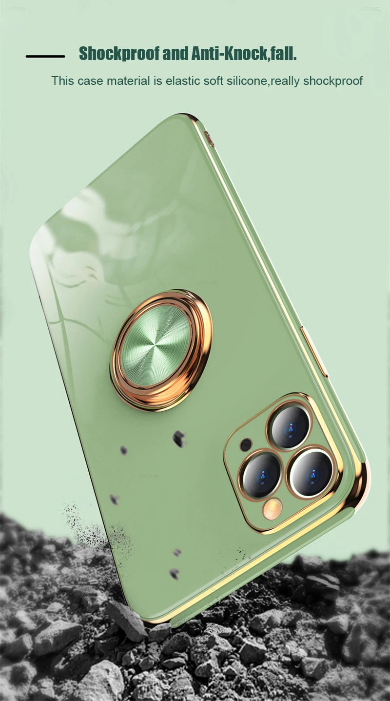 Luxury Magnetic Plating Silicone Case for iPhone - (SF1001B)
