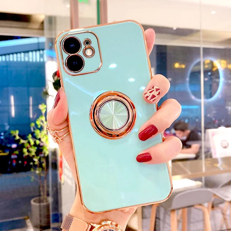 Luxury Magnetic Plating Silicone Case for iPhone - (SF1001B)