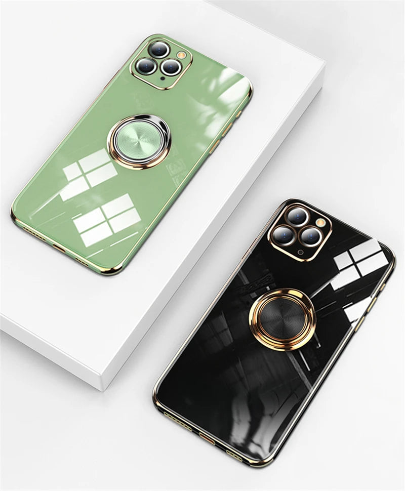 Luxury Magnetic Plating Silicone Case for iPhone - (SF1001B)