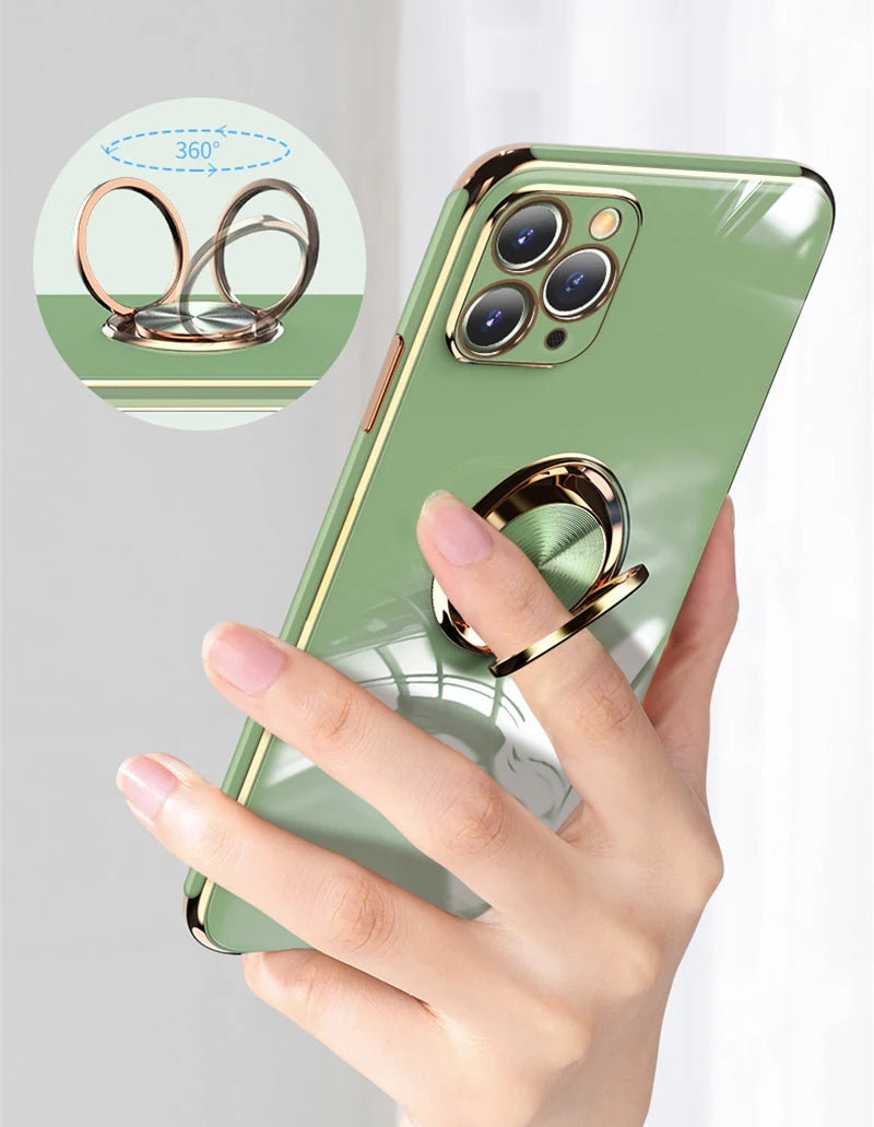 Luxury Magnetic Plating Silicone Case for iPhone - (SF1001B)