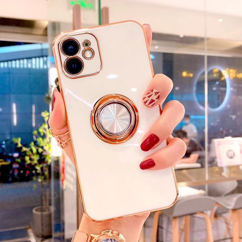Luxury Magnetic Plating Silicone Case for iPhone - (SF1001B)