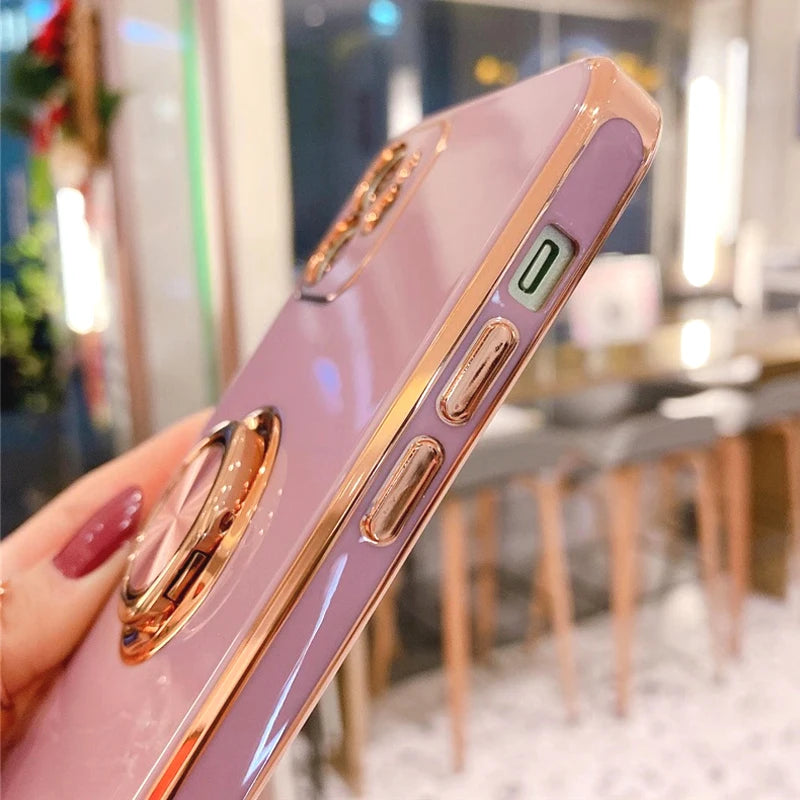 Luxury Magnetic Plating Silicone Case for iPhone - (SF1001B)