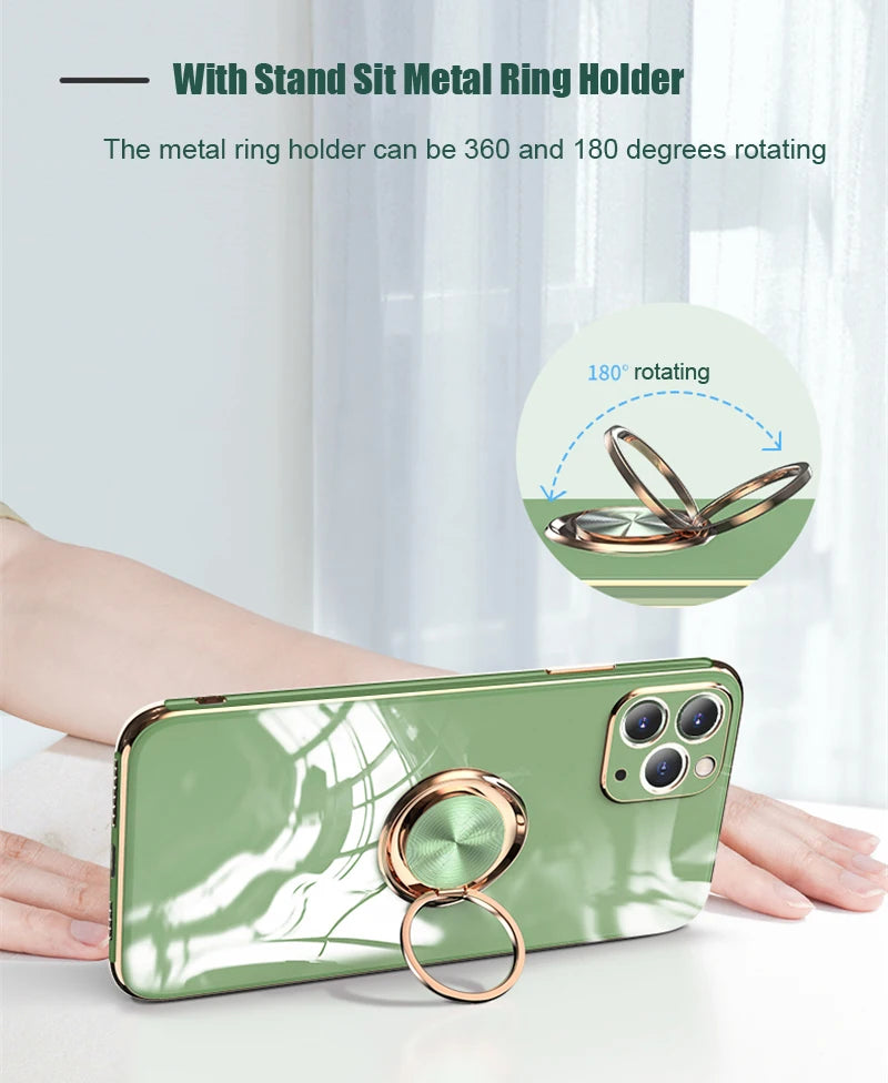 Luxury Magnetic Plating Silicone Case for iPhone - (SF1001B)