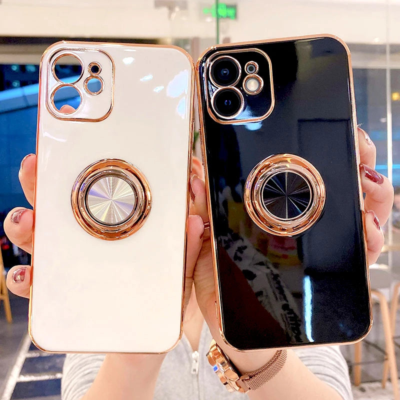 Luxury Magnetic Plating Silicone Case for iPhone - (SF1001B)