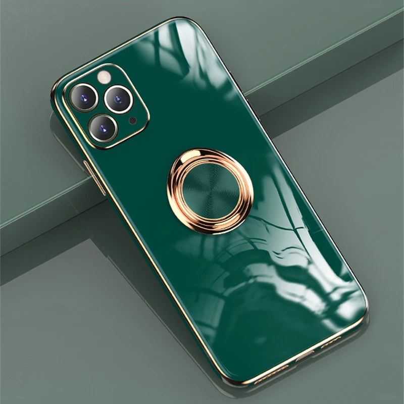 Luxury Magnetic Plating Silicone Case for iPhone - (SF1001B)