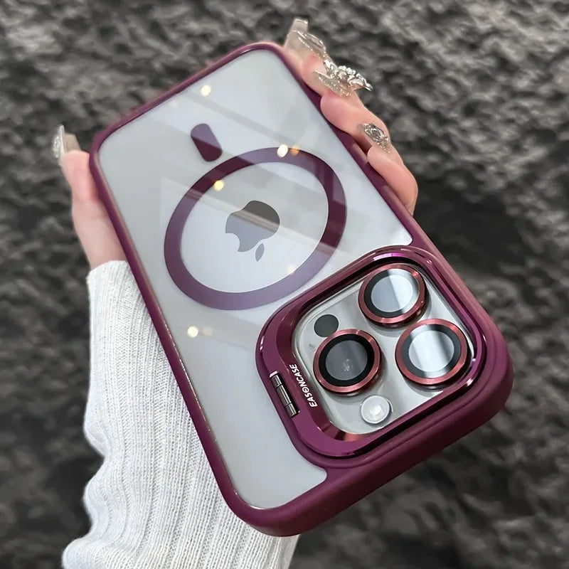 Luxury Magnetic Shockproof iPhone Case with Stand and Camera Lens Protection – MagSafe Compatible – Amiriva