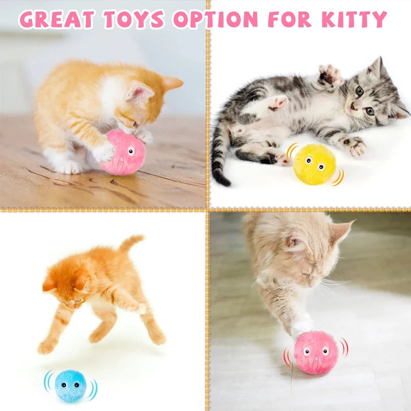 Amiriva Interactive Electric Cat Toy Ball – Plush, Catnip-Infused, Squeaky Toy for Cats