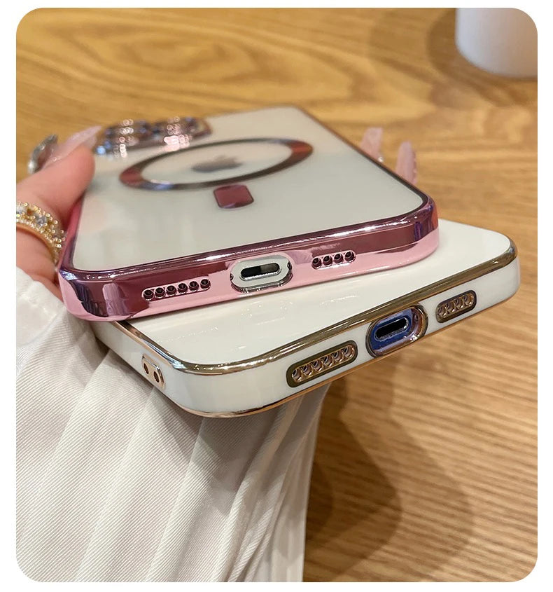 Luxury Plating iPhone Case – MagSafe, Magnetic & Transparent | Amiriva - (SF1003B)