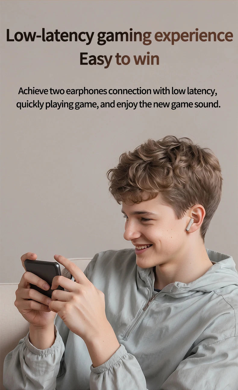 2025 TWS Wireless Bluetooth 5.4 Earbuds – 36H Playback Sport Earphones with LED Display & Mic (AR1080)