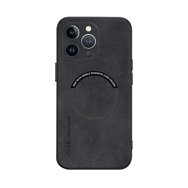 Magnetic Leather Case – MagSafe Compatible for iPhone 11–16 Pro Max (AR1001)