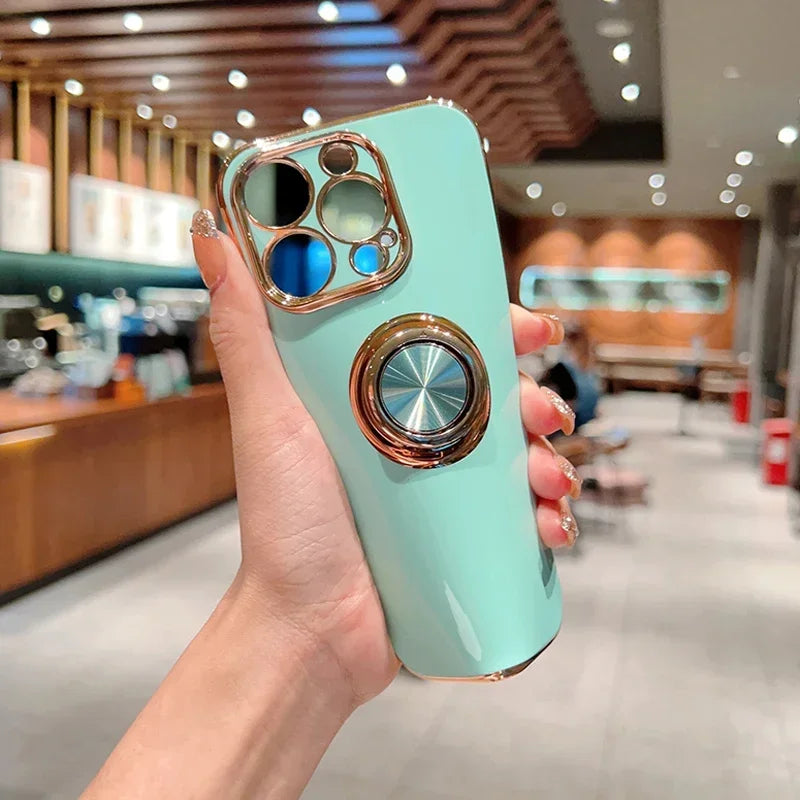 Luxury Magnetic Plating Silicone Case for iPhone - (SF1001B)