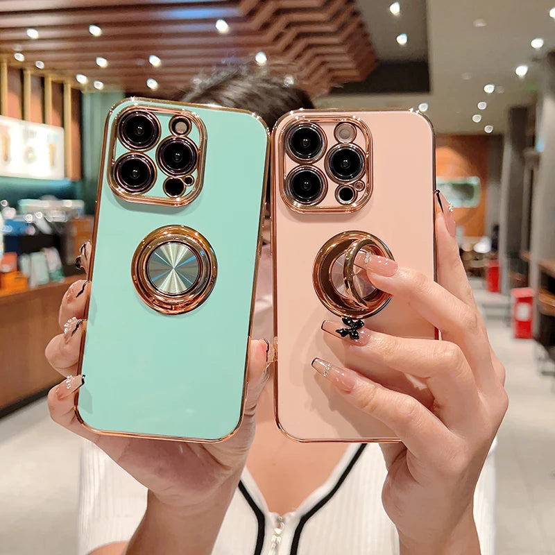 Luxury Magnetic Plating Silicone Case for iPhone - (SF1001B)