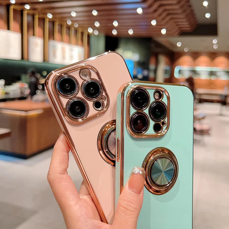 Luxury Magnetic Plating Silicone Case for iPhone - (SF1001B)