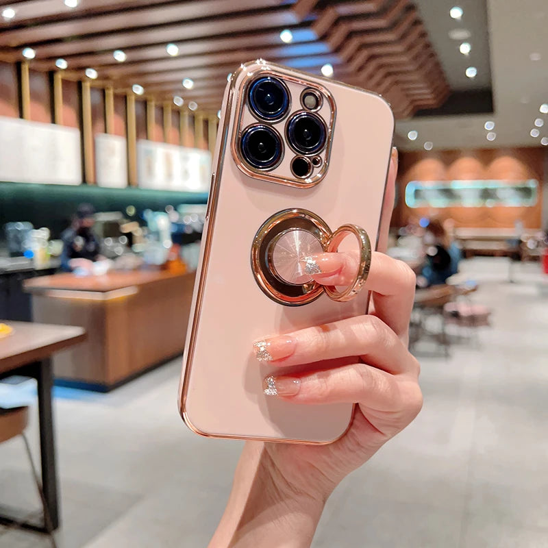 Luxury Magnetic Plating Silicone Case for iPhone - (SF1001B)