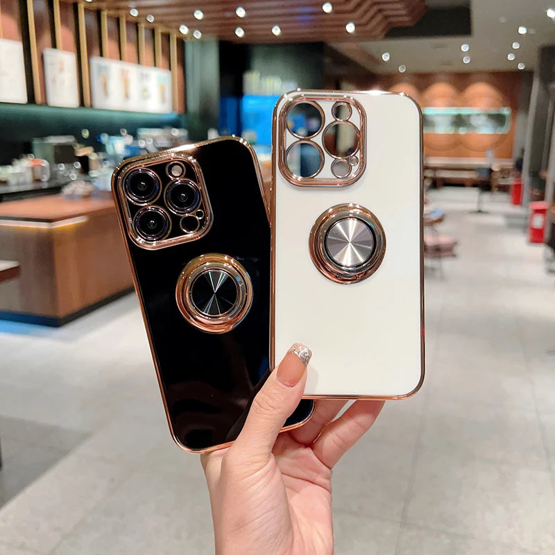 Luxury Magnetic Plating Silicone Case for iPhone - (SF1001B)