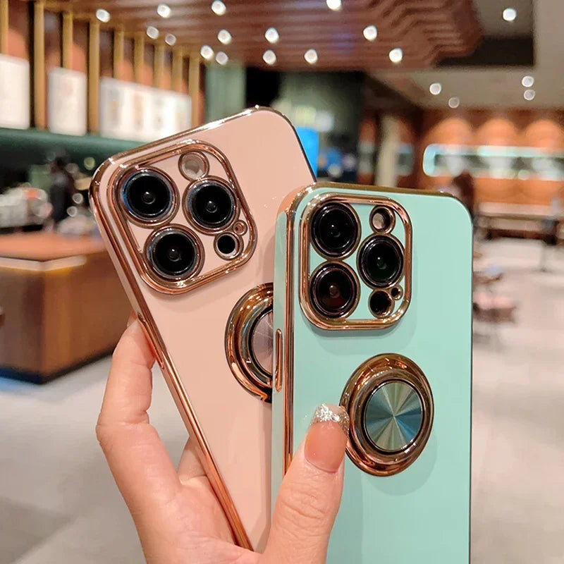 Luxury Magnetic Plating Silicone Case for iPhone - (SF1001B)