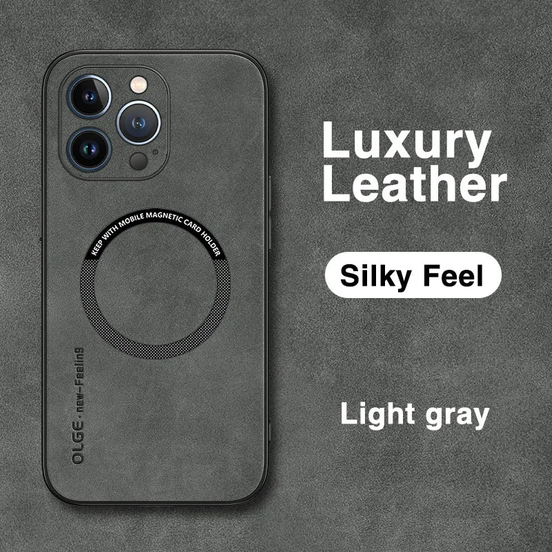 Magnetic Leather Case – MagSafe Compatible for iPhone 11–16 Pro Max (AR1001)