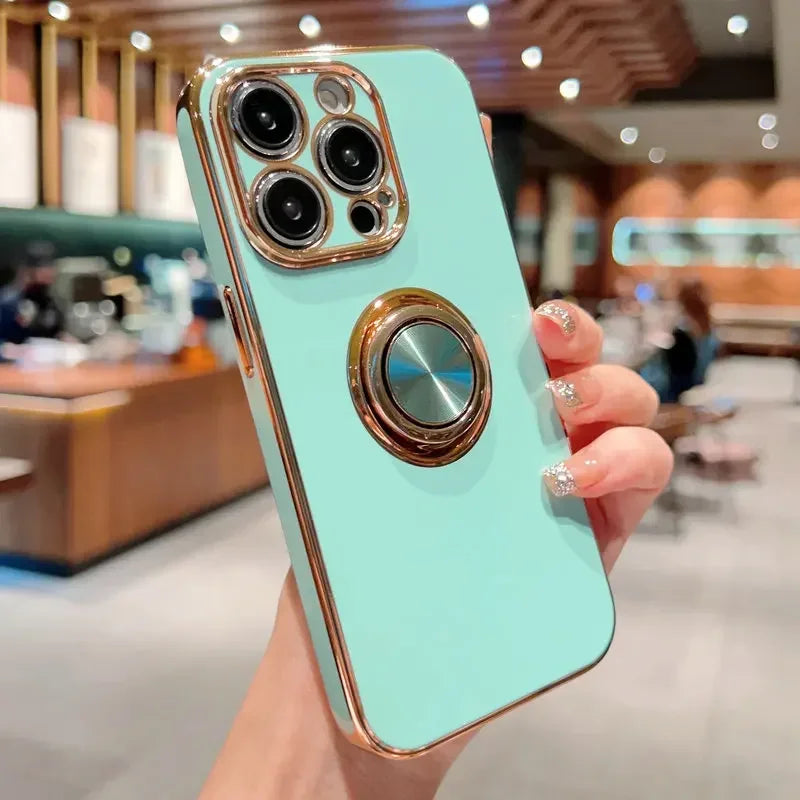 Luxury Magnetic Plating Silicone Case for iPhone - (SF1001B)