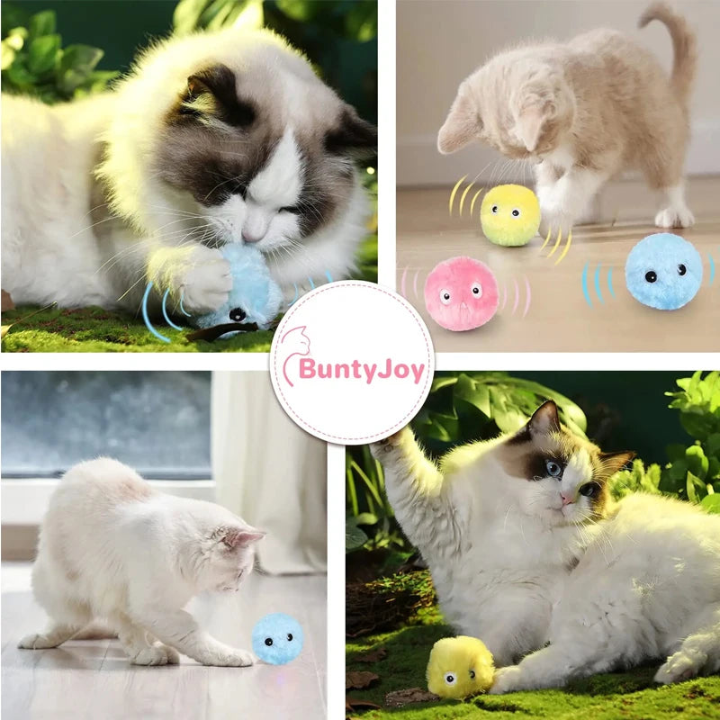 Amiriva Interactive Electric Cat Toy Ball – Plush, Catnip-Infused, Squeaky Toy for Cats