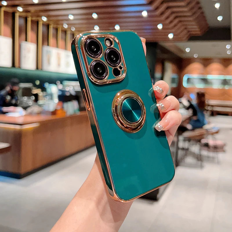 Luxury Magnetic Plating Silicone Case for iPhone - (SF1001B)
