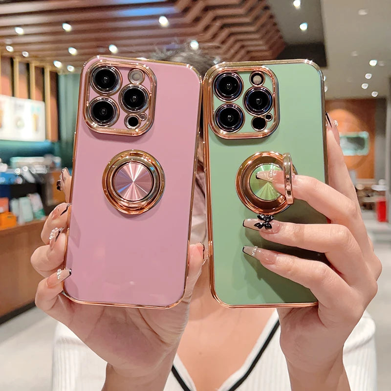 Luxury Magnetic Plating Silicone Case for iPhone - (SF1001B)