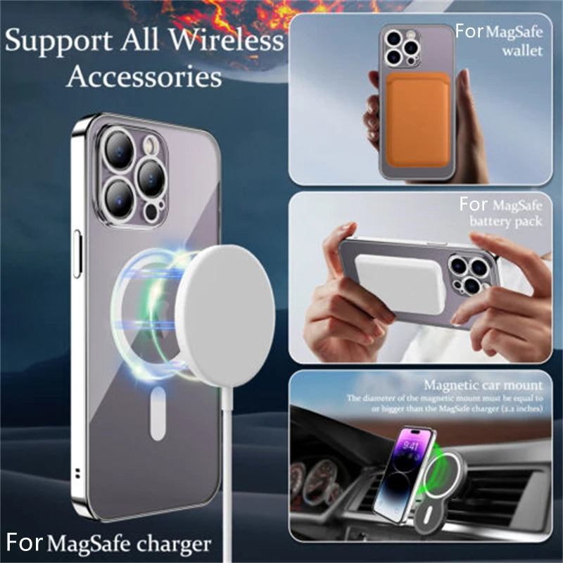 Luxury Plating iPhone Case – MagSafe, Magnetic & Transparent | Amiriva - (SF1003B)