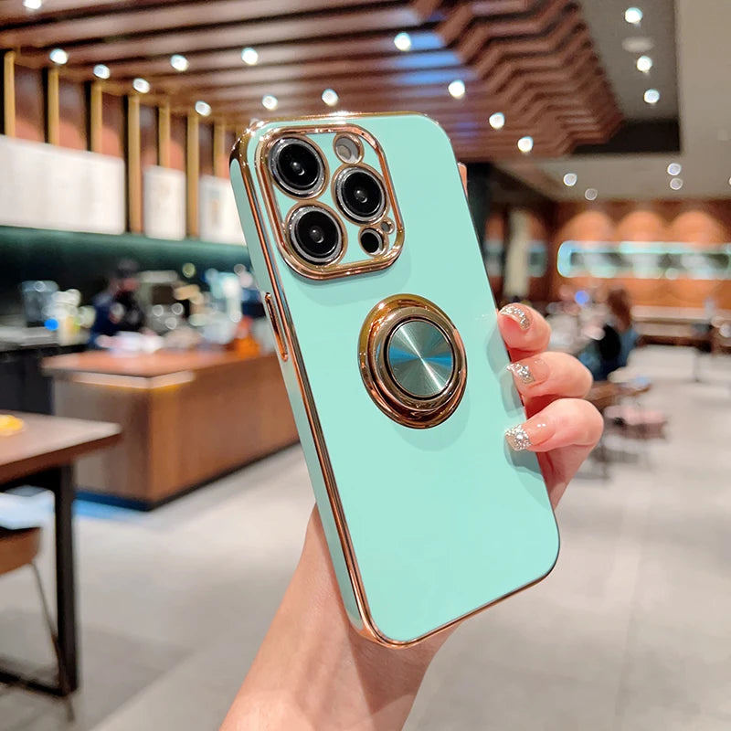 Luxury Magnetic Plating Silicone Case for iPhone - (SF1001B)
