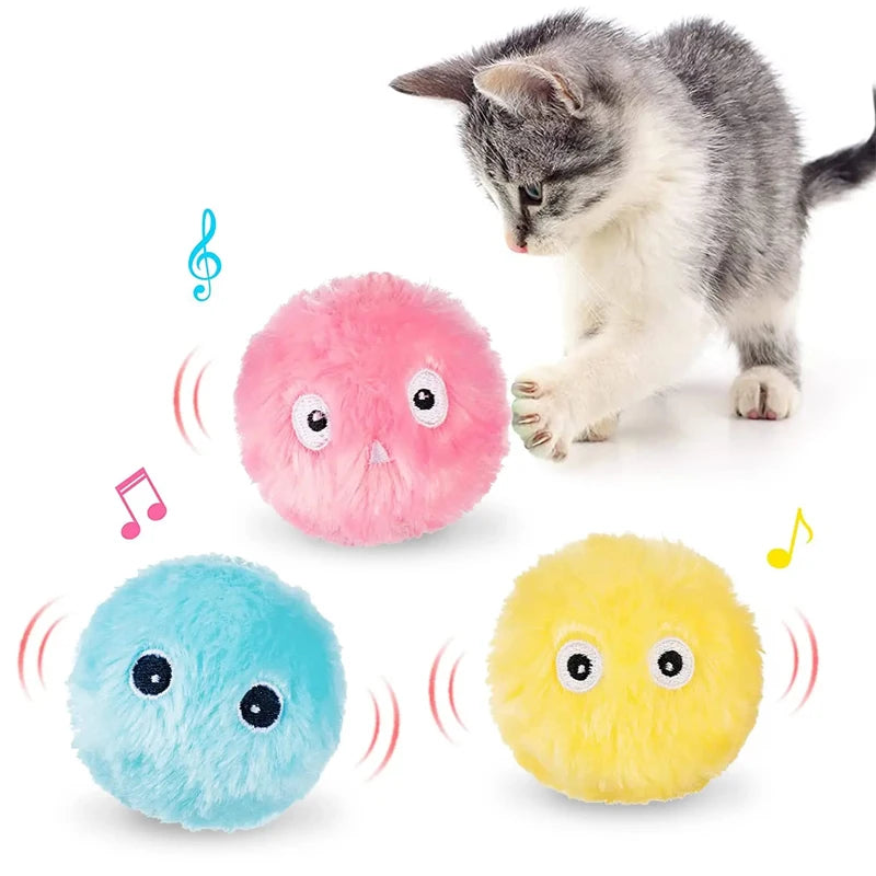 Amiriva Interactive Electric Cat Toy Ball – Plush, Catnip-Infused, Squeaky Toy for Cats