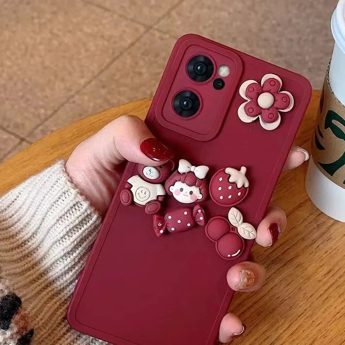 Amiriva Flower Candy Phone Case For iPhone Cute Autumn Soft Silicone Case Cherry Girl