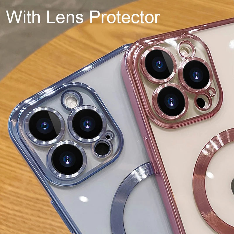 Luxury Plating iPhone Case – MagSafe, Magnetic & Transparent | Amiriva - (SF1003B)