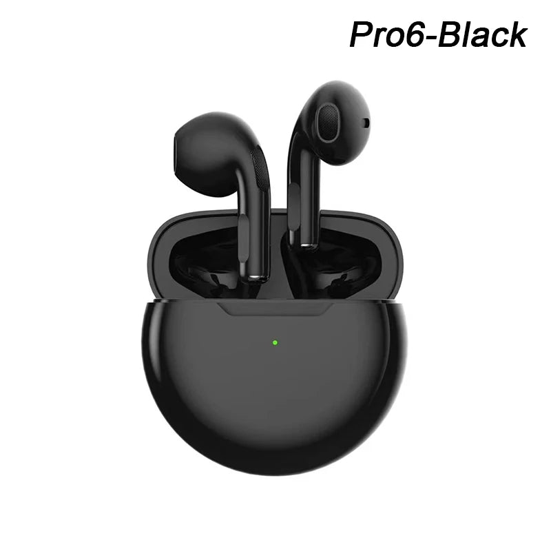 Original Pro 6 TWS Wireless Bluetooth Earphones by Amiriva – Waterproof in-ear earbuds with microphone, AAC support, and semi-open design for sports and daily use