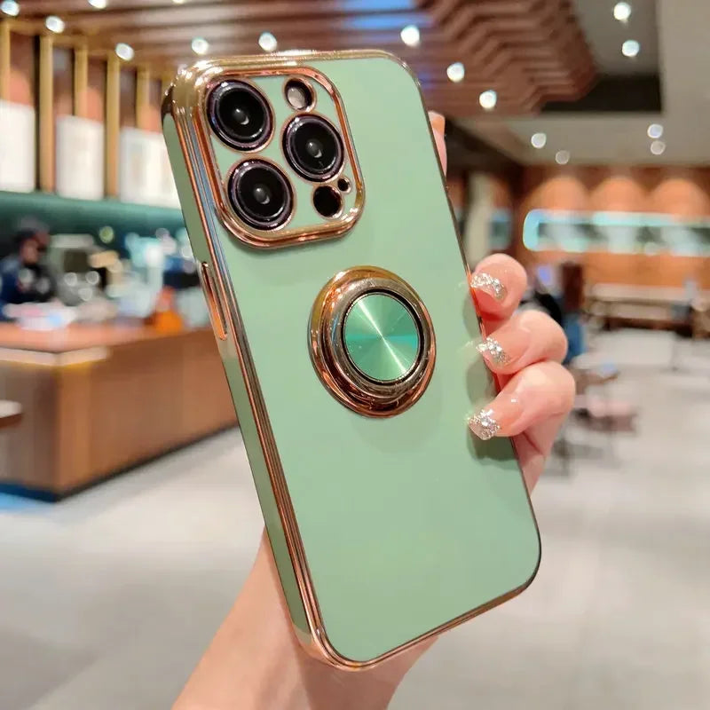 Luxury Magnetic Plating Silicone Case for iPhone - (SF1001B)